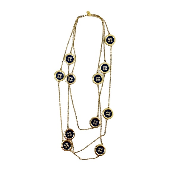 Lilly Pulitzer Triple Layer Blue Button Necklace